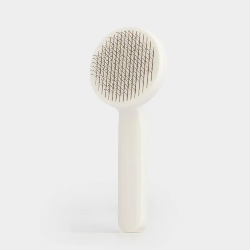 Pet hair comb, 18 cm, Self-cleaning, plastic / steel, White-gray, Ears, Pet