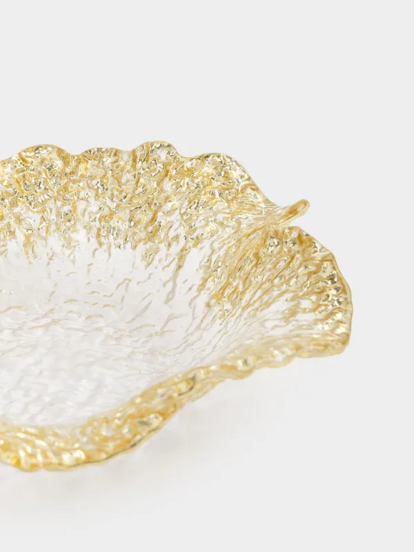 Fruit vase, 28x7 cm, glass R, champagne, Wavy edges, Felsen, image-1