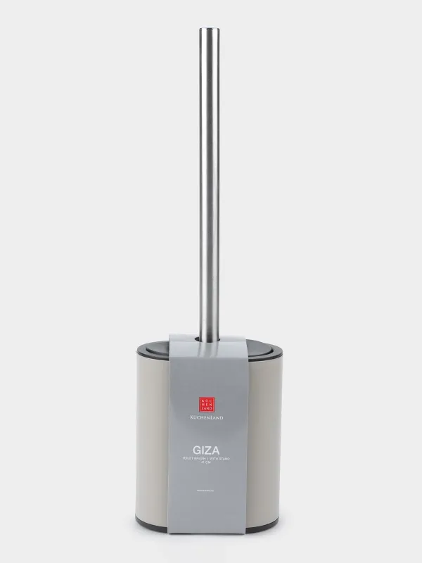 Toilet brush, 41 cm, with stand, rubber / steel, beige-gray, Giza, image-4