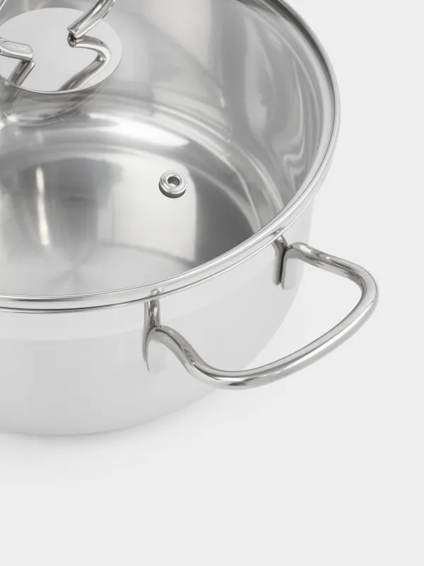 Pot, 20 cm, 2.8 l, with lid, steel / glass, Egoist lite, image-3