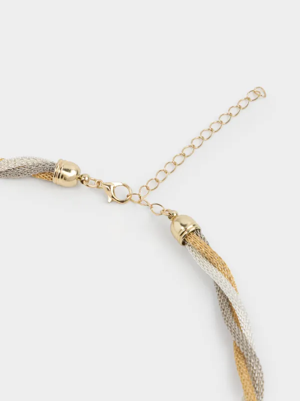 Chain, 46 cm, triple, metal, gold-silver, Harness, Flagel, image-2