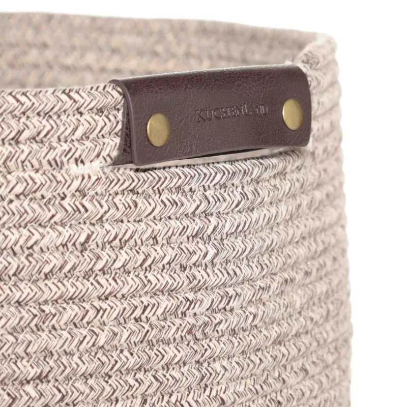 Laundry storage bag, 38x34x36 cm, with handles, cotton / polyester, Oval, Brown, Twine, image-2