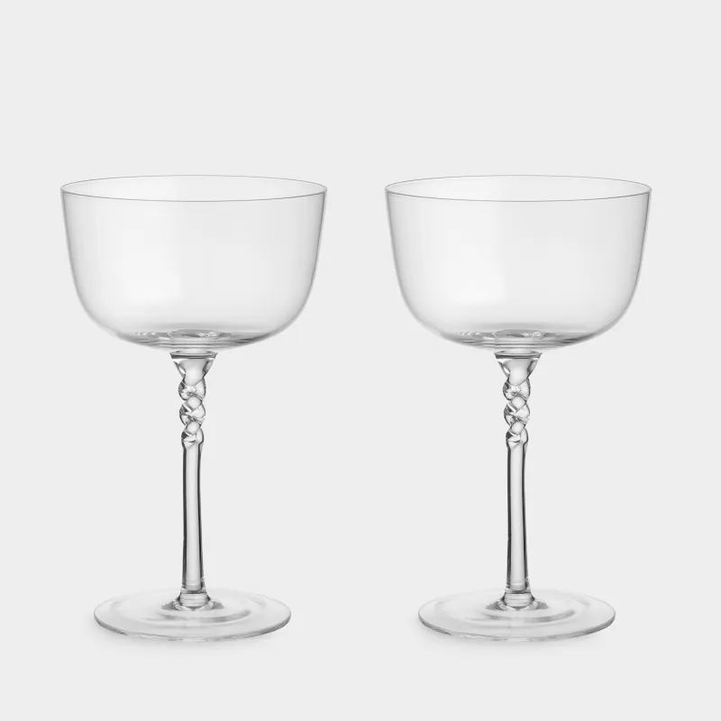 Drinking glass, 270 ml, 2 pcs, crystal glass, Twisted leg, Parma