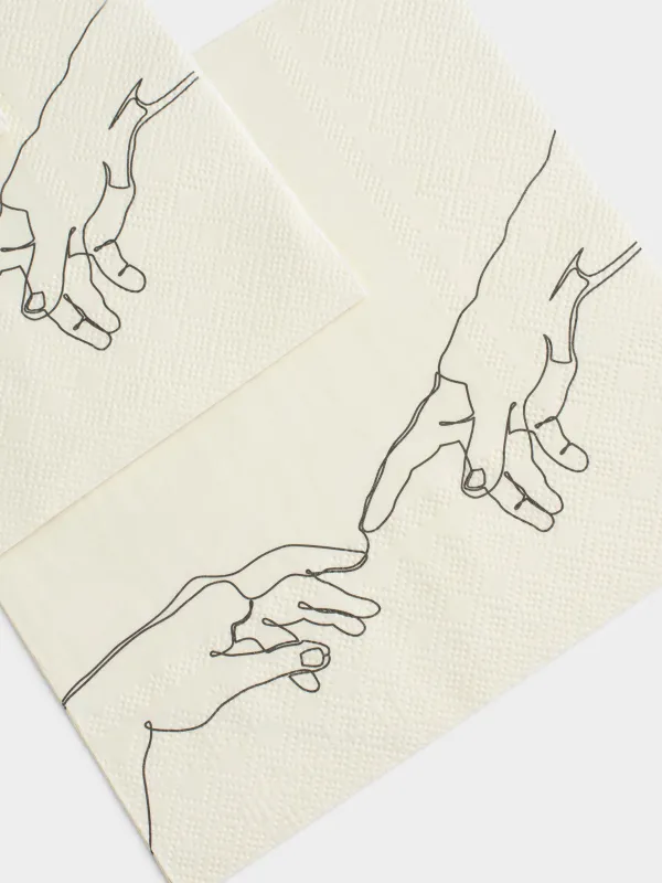 Paper napkins, 33x33 cm, 20 pcs, square, white, Hands, Hand, image-4