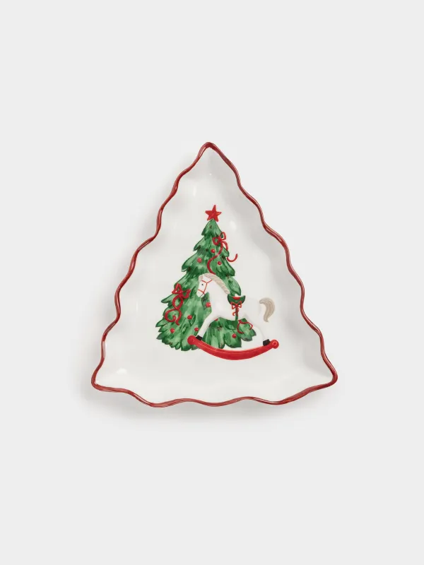 Dish, 20x19 cm, ceramic, Horse with Christmas tree, Christmas tree, image-0
