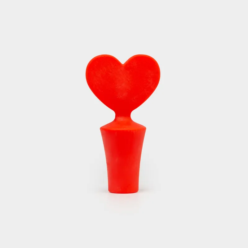 Bottle stopper, 7 cm, silicone, red, Heart, Manny