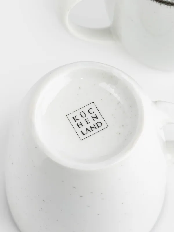 Mug, 350 ml, 2 pcs, ceramic, white-grey, speckled, Roxas, image-3