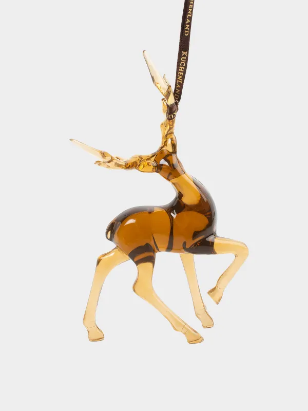 Christmas tree toy, 15 cm, acrylic, brown, Deer, Figure crystal, image-1