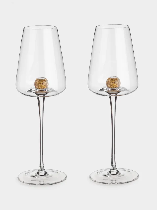 Drinking glass, 350 ml, 2 pcs, Crystal glass, Amber ball, Sorento, image-0