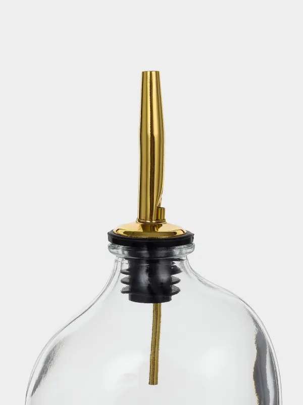 Oil or vinegar bottle, 250 ml, with dispenser, glass / metal, Classic gold, image-2