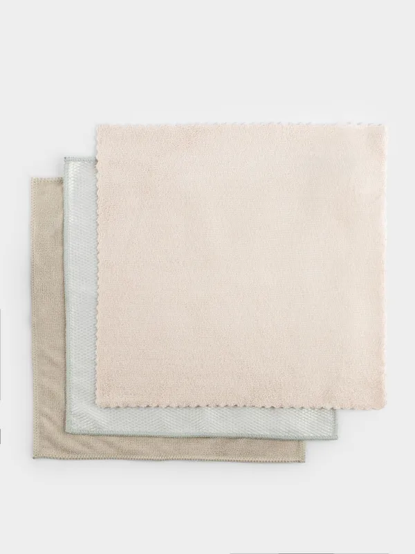 Set of cleaning cloths, 32x32 cm, 3 pcs, multifunctional, microfiber, color, Clean, image-0