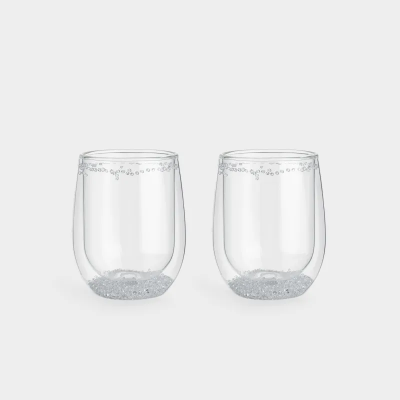 Glass, 11 cm, 300 ml, 2 pcs, B glass, with crystals inside, Air decor