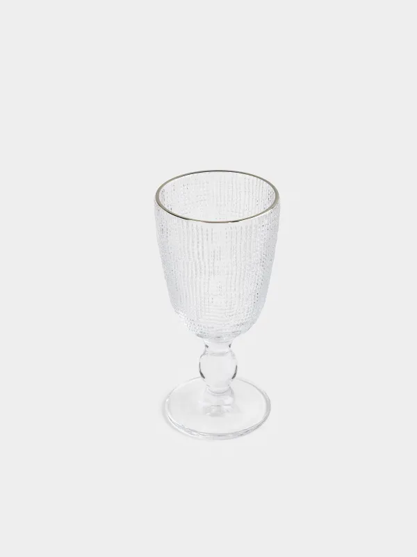 Drinking glass, 260 ml, glass, with silver edging, Grain silver, image-1