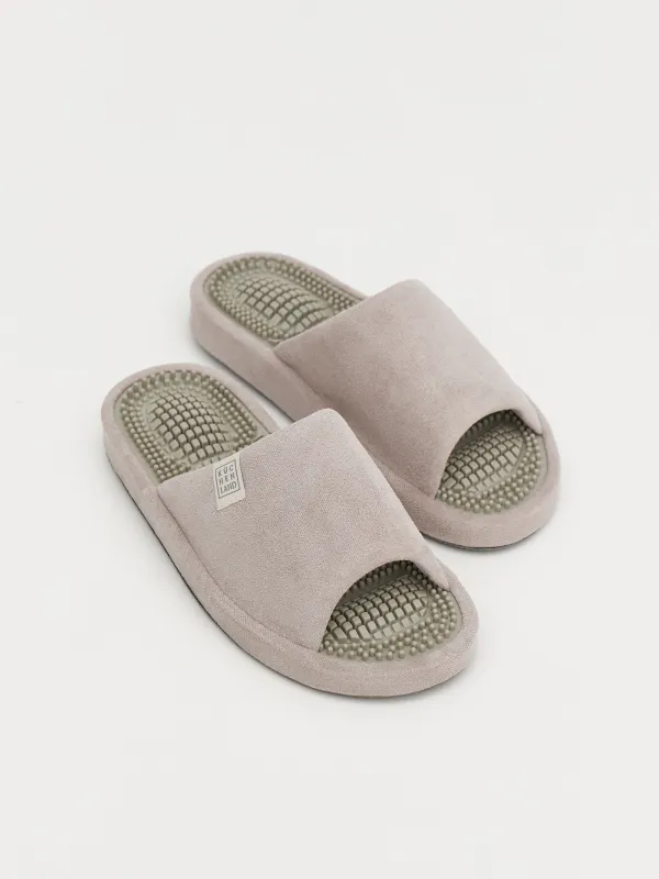 Women's slippers, homewear, size 36-37, corduroy / rubber, gray-purple, Lint, image-5