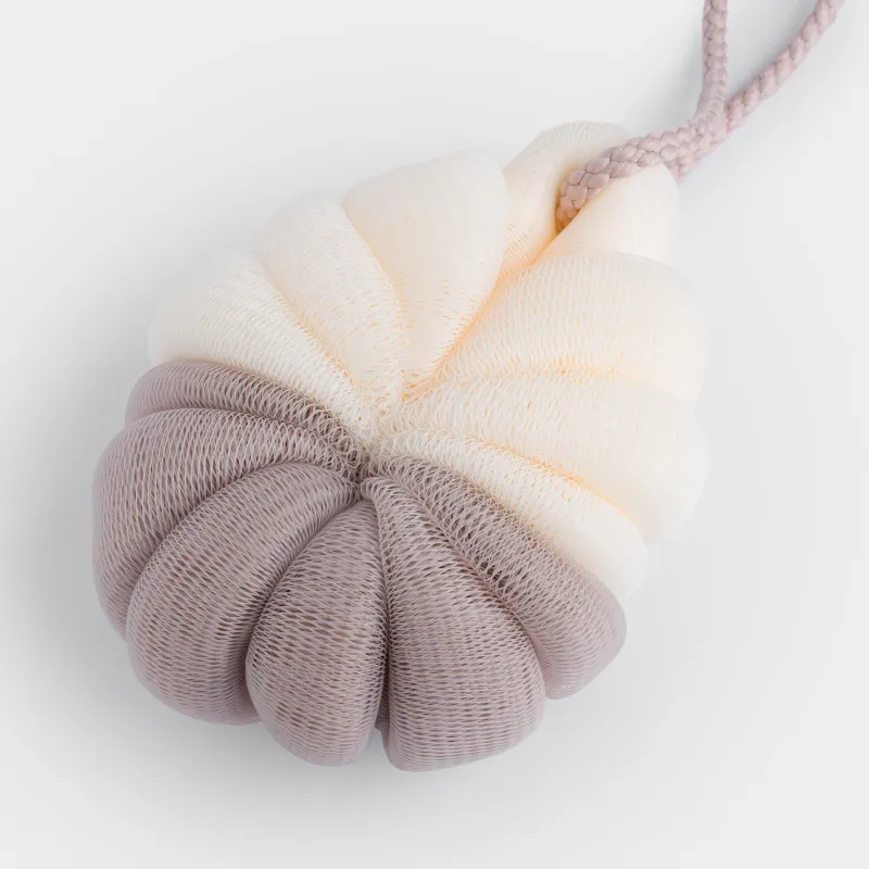 Body washcloth, 13 cm, polyethylene, Beige-white, Flower, Showy, image-3