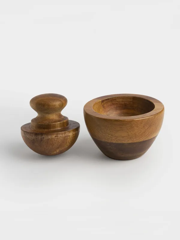 Spice mortar, 8x5 cm, with pestle, wood, noble tree, image-4