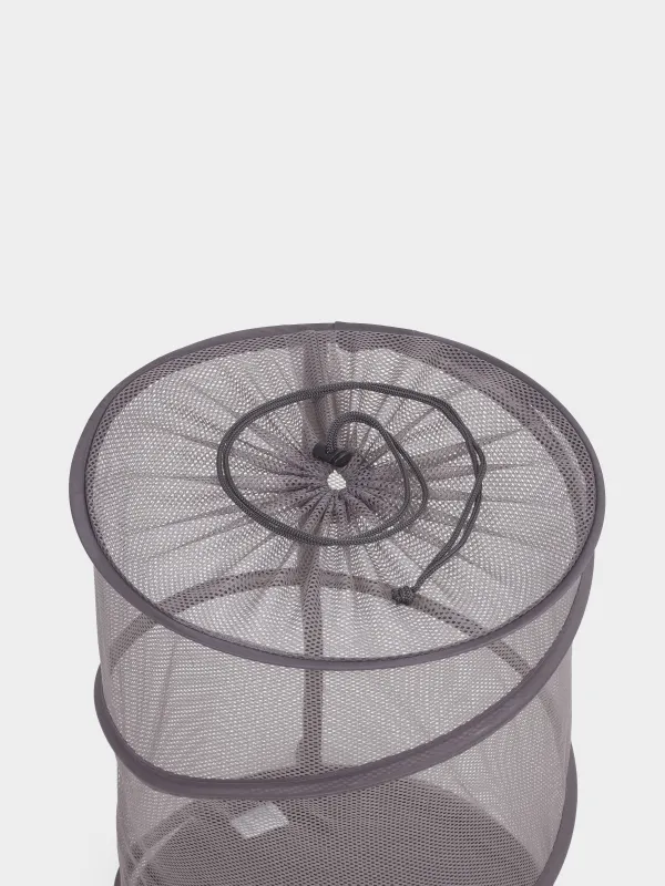 Laundry basket, 46x34 cm, folding, polyester / steel, round, black, Safety, image-1