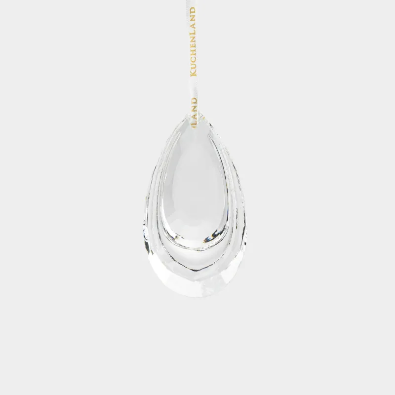 Christmas tree toy, 6х7 cm, glass, Drop, Ice crystal