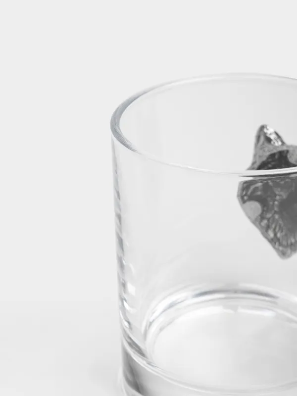 Drinking glass, 10 cm, 340 ml, glass / metal, Silver wolf, Lux elements, image-4