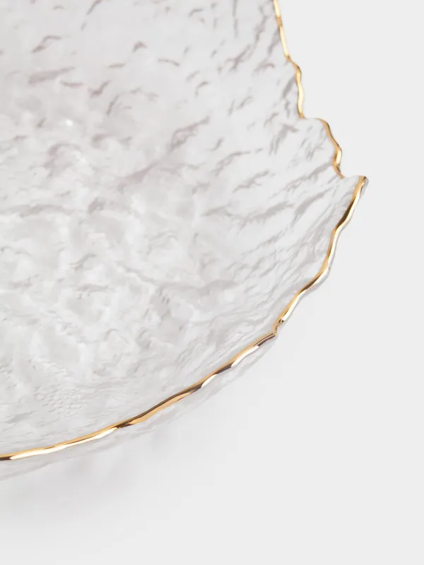 Dish, 25 cm, glass, with golden edging, Nautilus gold, image-5