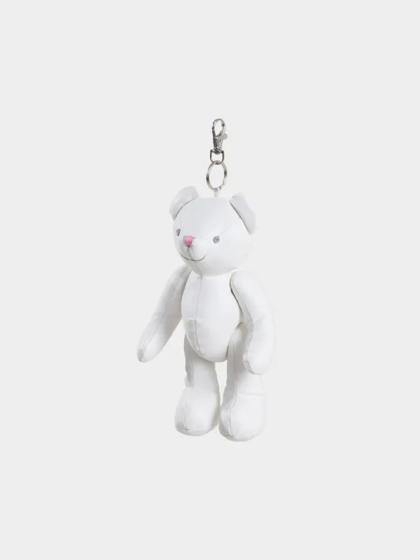 Keychain, 21 cm, soft, with movable paws, PU leather / Metal, White, Bear, Bear, image-1