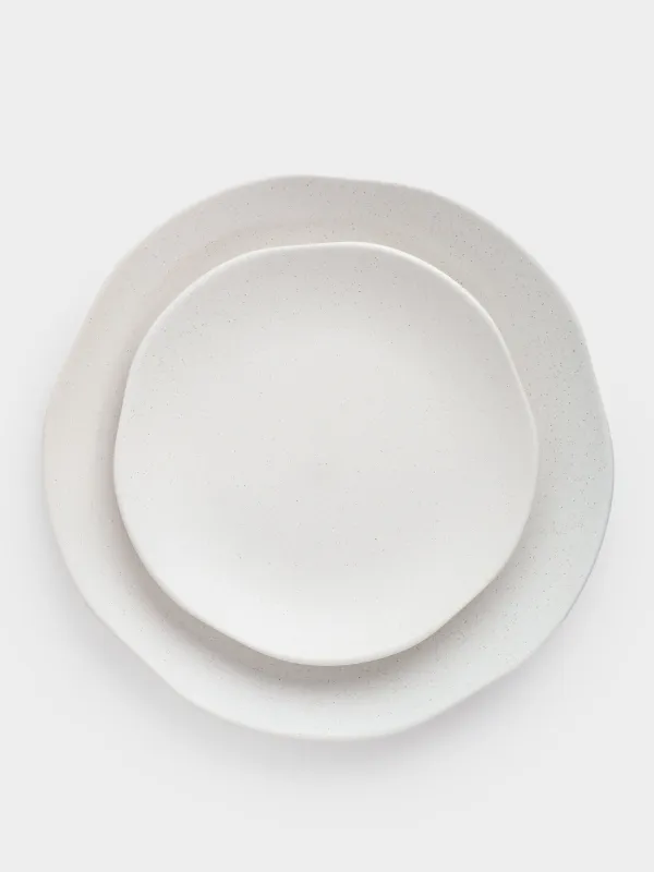Dining set, 6 persons, 18 items, ceramic, milky, speckled, Uneven edge, Demicile light, image-2