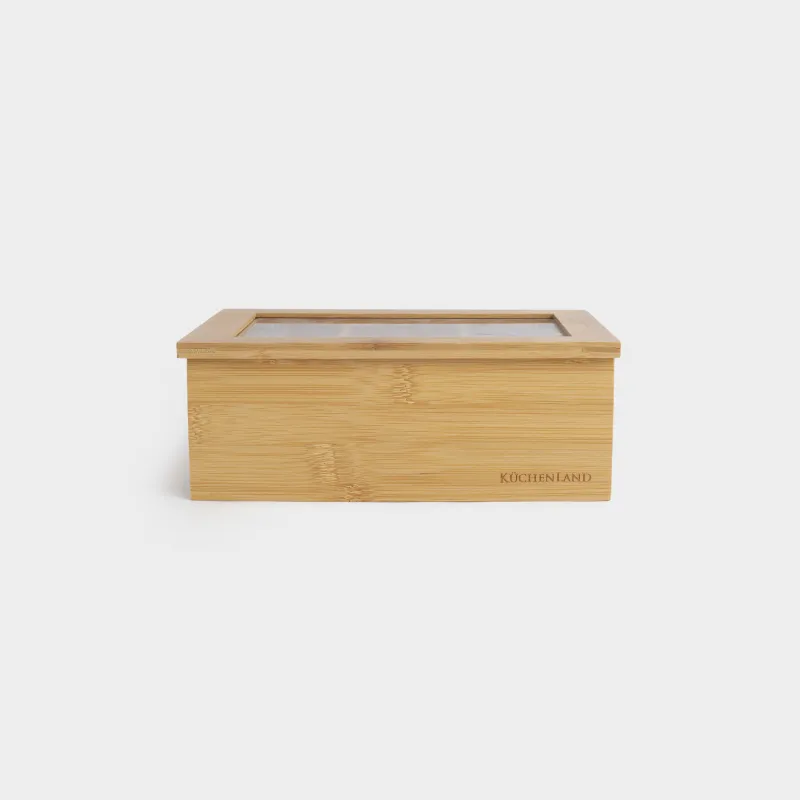 Tea box, 24x16 cm, 6 otd, bamboo, rectangular, Bamboo