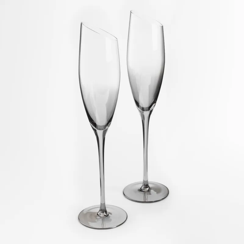Champagne glass, 180 ml, 2 pcs, glass, grey, Charm L Color, image-2