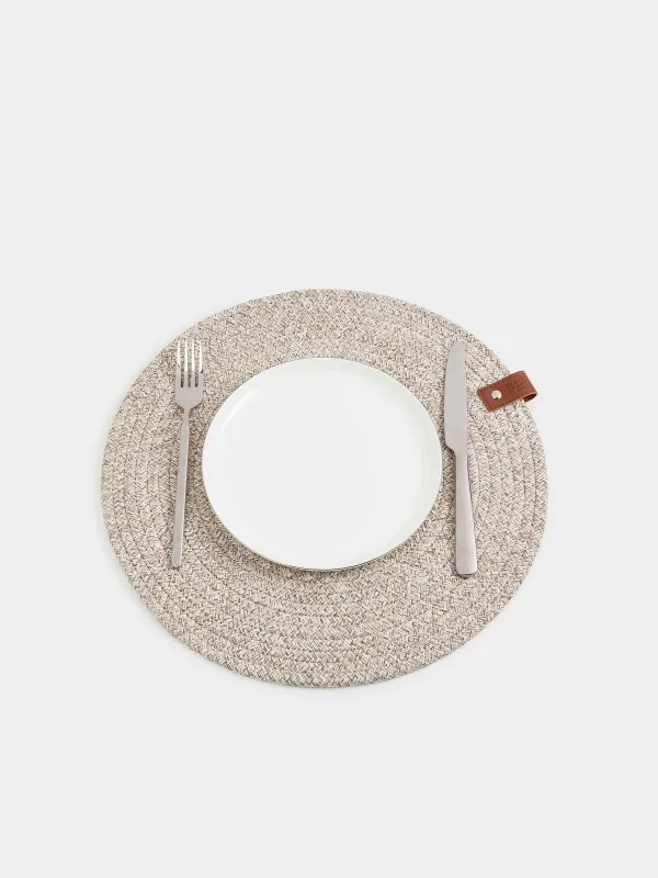 Placemat, 38 cm, polyester / cotton, round, beige-brown, Swivel, image-3