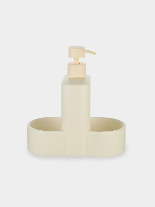 Detergent dispenser, 380 ml, organizer, 2 compartments, ceramic, milk