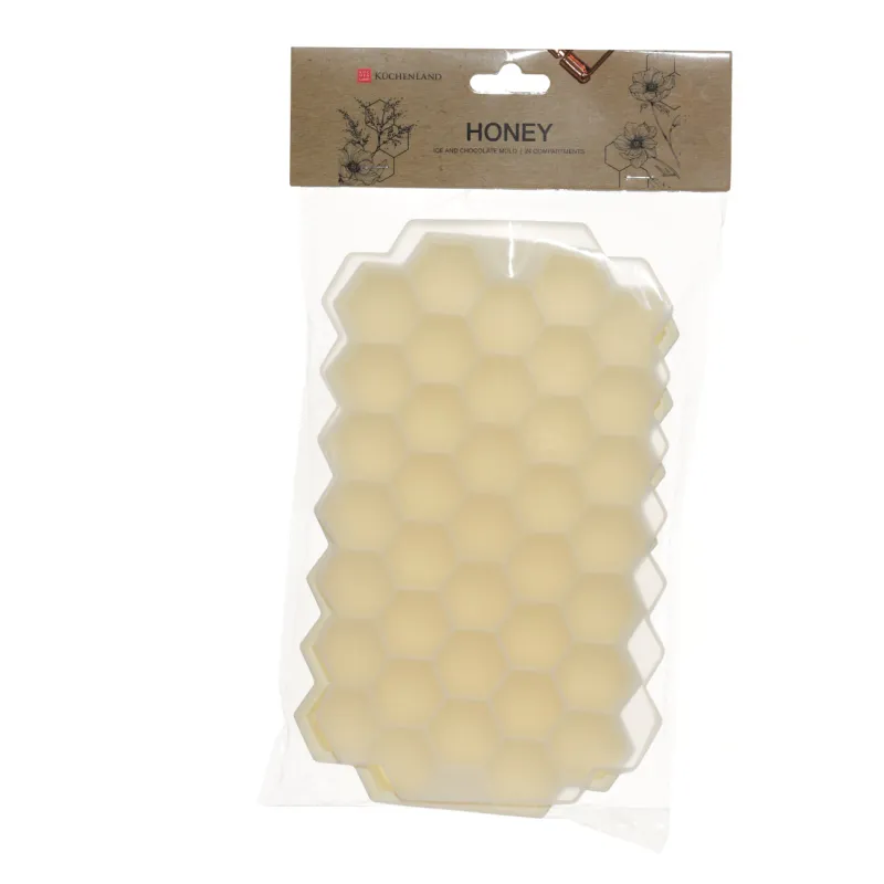 Ice and chocolate mold, 20 cm, 24 compartments, silicone, milky, Honeycomb, Honey, image-1
