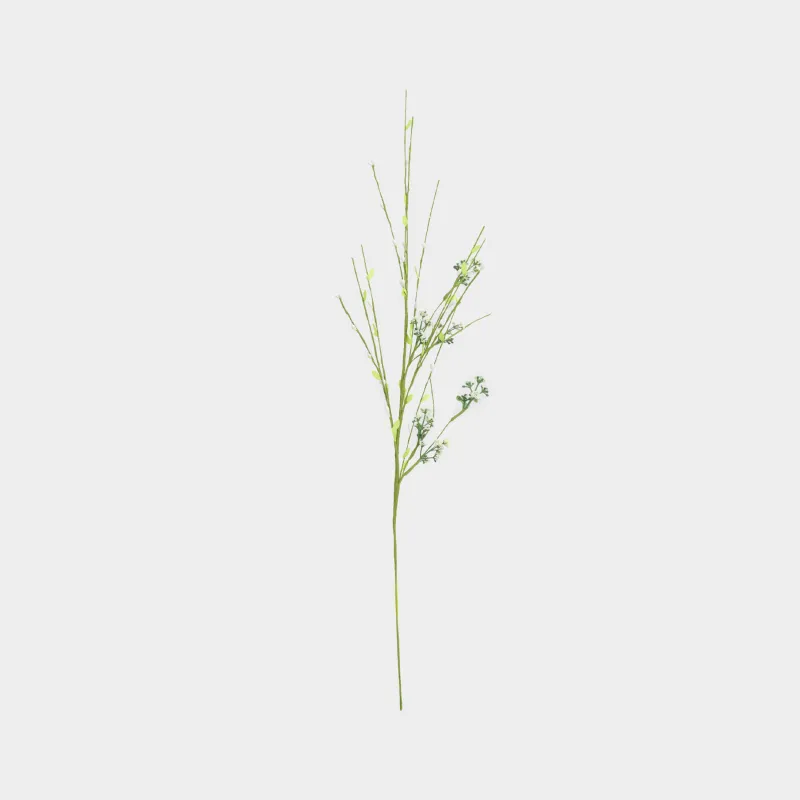 Decorative branch, 78 cm, plastic, White inflorescences, Meadow decor