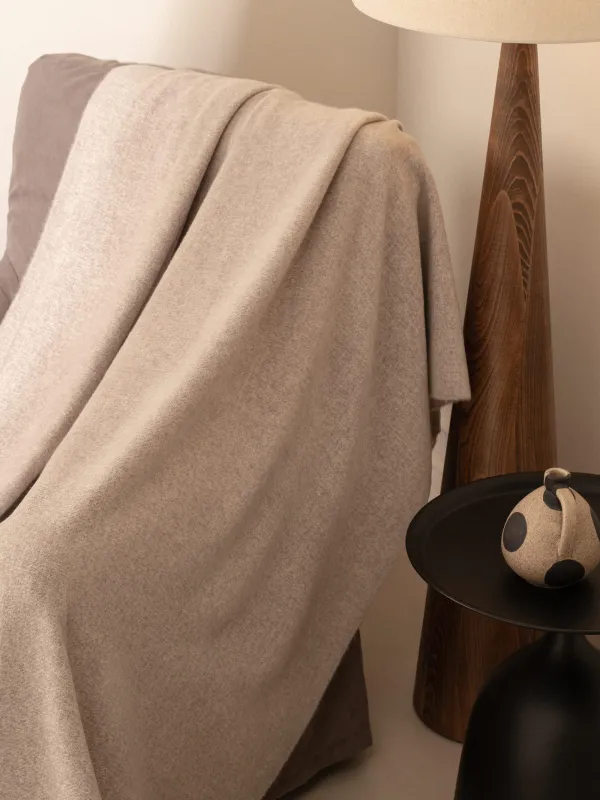 Plaid, 130x170 cm, fringed, polyester, light brown, Neutral, image-4