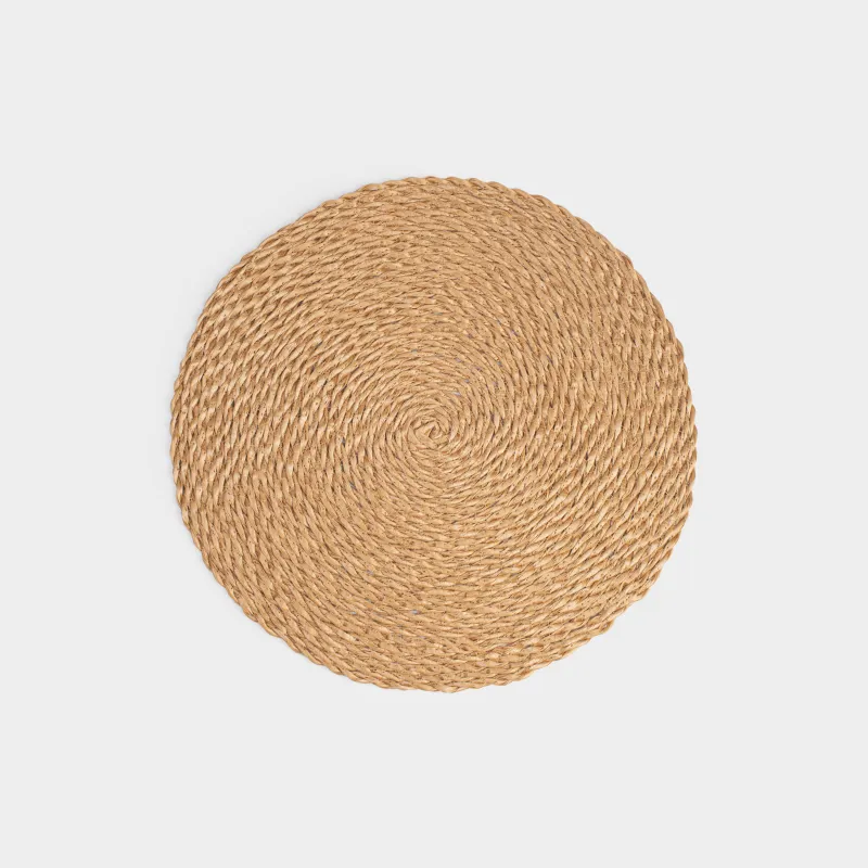 Placemat, 38 cm, polypropylene, round, sand, Weaving, Volute