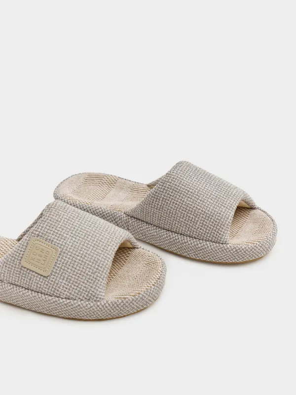 Women's slippers, homewear, size 36-37, polyester, light gray, Serious, image-2