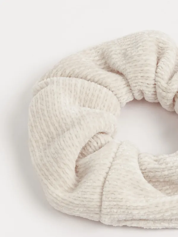 Elastic band for hair, 4 cm, corduroy, beige, Hair velvet, image-2