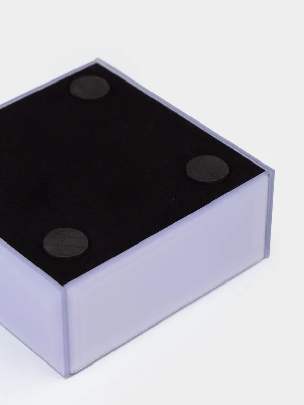 Jewelry box, 10х5 cm, glass, mirror, purple, Flower, Glossy color, image-4