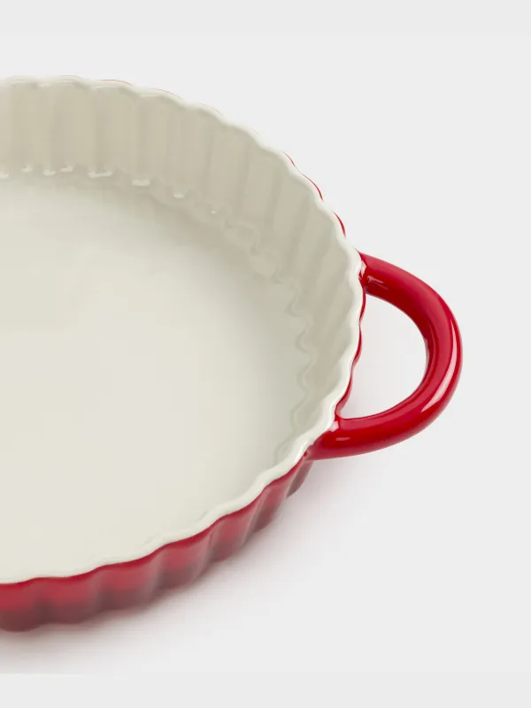 Baking dish, 22 cm, ceramic, round, burgundy, Gradient, Cakes gradient, image-1