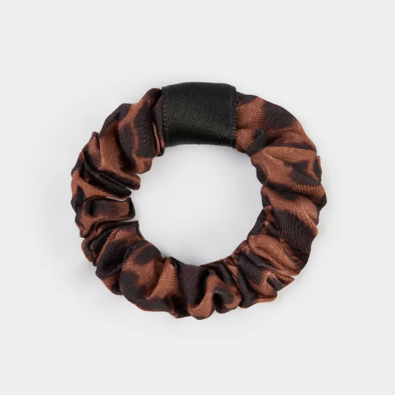 Hair tie, 7 cm, polyester, brown, Silk