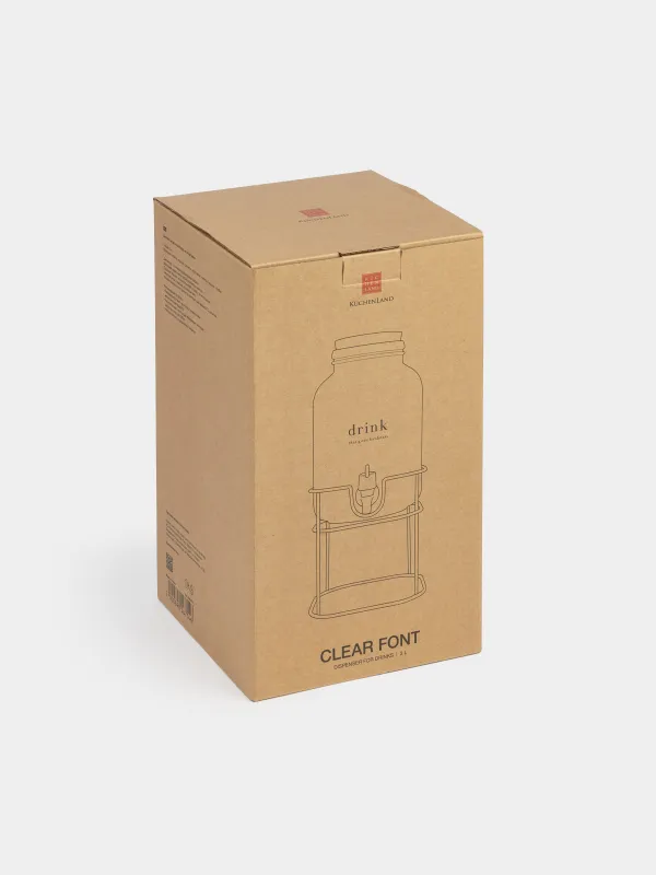 Beverage dispenser, 3 L, on a stand, Glass / cork / metal, Clear font, image-4