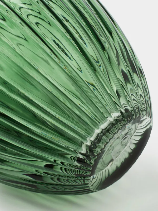 Flower vase, 27 cm, glass, green, Ribedic, image-3