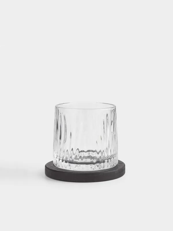 Drinking glass, 10 cm, 280 ml, on a stand, glass R / bamboo, Ribby, image-0