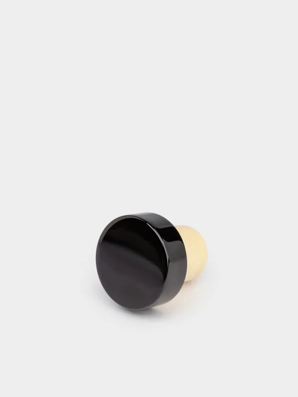 Wine bottle stopper, 3 cm, cork/metal, Black, Button, image-3