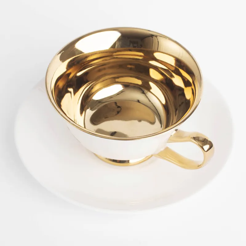 Tea pair, 220 ml, 1 person, 2 items, porcelain N, golden milk, Elegant gold, image-2