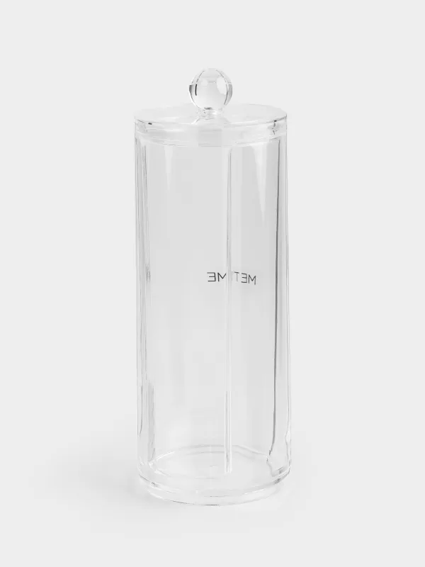 Cotton pad container, 7x20 cm, with lid, plastic, Basic font, image-1