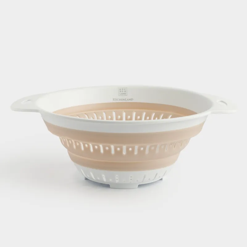 Colander, 20 cm, foldable, plastic / rubber, round, beige, Foldaway