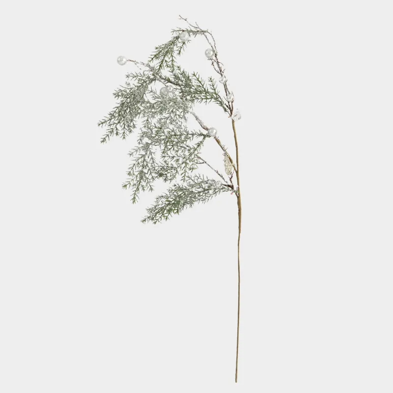 Decorative branch, 65 cm, plastic, Silver spruce with horses, Conifer silver