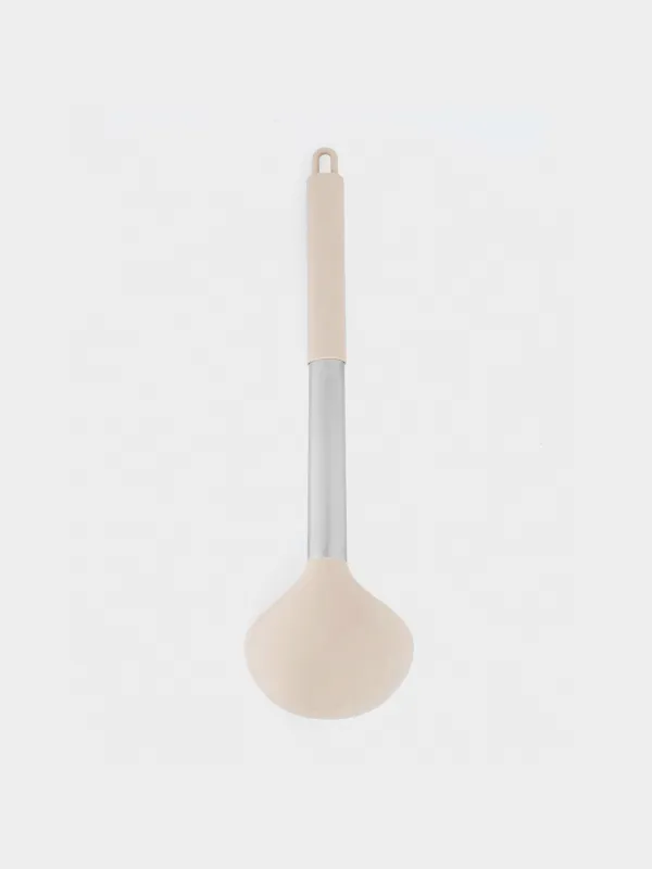 Ladle, 31 cm, silicone / steel, grey-beige, Metallic, image-1