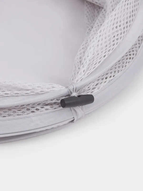 Laundry basket, 46x34 cm, folding, polyester / steel, round, grey-beige, Safety, image-4