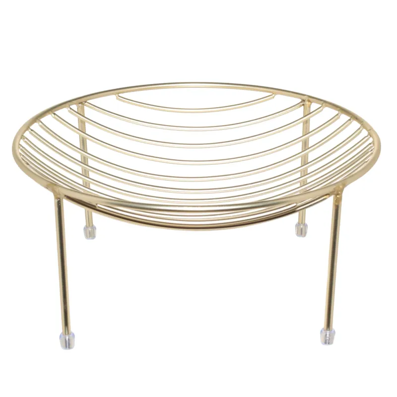 Fruit basket, 26 cm, with legs, metal, golden, Twist gold, image-1